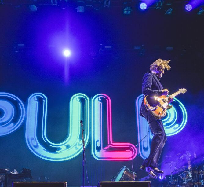 Jarvis Cocker of Pulp performs in concert during Primavera Sound Festival on May 30, 2024 in Barcelona, Spain. (Credit: Xavi Torrent/Redferns)