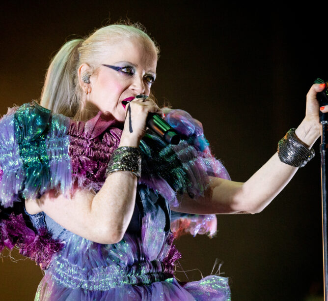 Shirley Manson of Garbage performs in Manchester, England. (Credit: Shirlaine Forrest/WireImage)